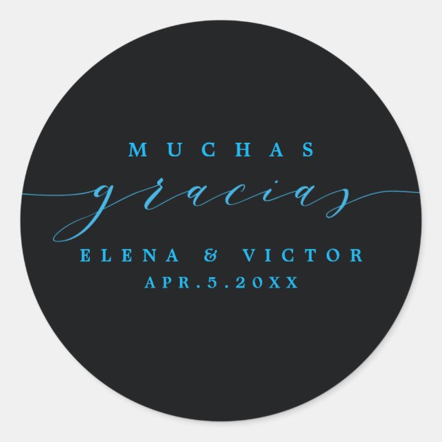 REDONDA ELEGANTE SCRIPT MUCHAS GRACIAS | GRACIAS PEGATINA (Anverso)