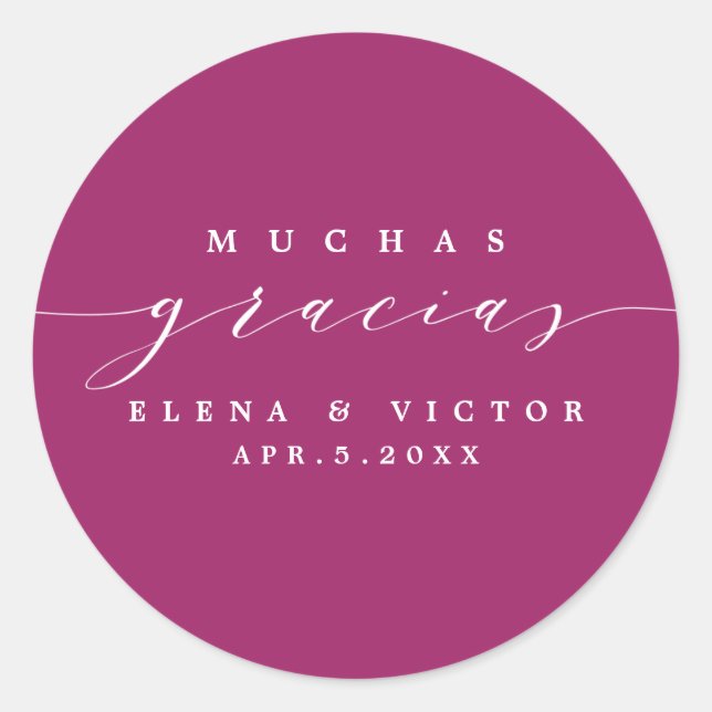 REDONDA ELEGANTE SCRIPT MUCHAS GRACIAS | GRACIAS PEGATINA (Anverso)