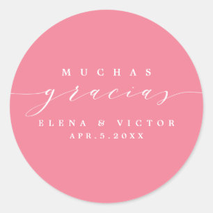 REDONDA ELEGANTE SCRIPT MUCHAS GRACIAS   GRACIAS PEGATINA
