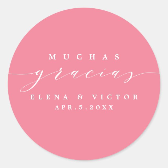 REDONDA ELEGANTE SCRIPT MUCHAS GRACIAS | GRACIAS PEGATINA (Anverso)