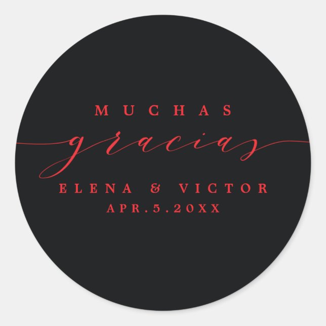 REDONDA ELEGANTE SCRIPT MUCHAS GRACIAS | GRACIAS PEGATINA (Anverso)