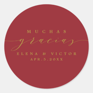 REDONDA ELEGANTE SCRIPT MUCHAS GRACIAS   GRACIAS PEGATINA
