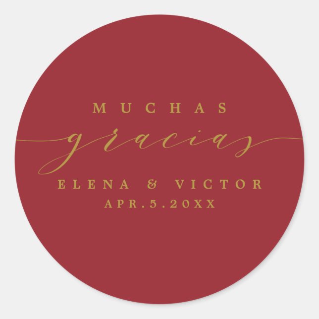 REDONDA ELEGANTE SCRIPT MUCHAS GRACIAS | GRACIAS PEGATINA (Anverso)