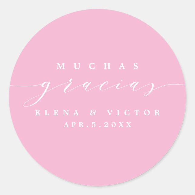 REDONDA ELEGANTE SCRIPT MUCHAS GRACIAS | GRACIAS PEGATINA (Anverso)