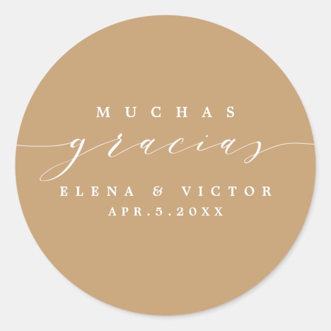 REDONDA ELEGANTE SCRIPT MUCHAS GRACIAS | GRACIAS PEGATINA (Anverso)