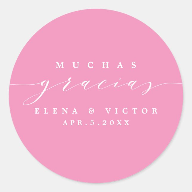 REDONDA ELEGANTE SCRIPT MUCHAS GRACIAS | GRACIAS PEGATINA (Anverso)