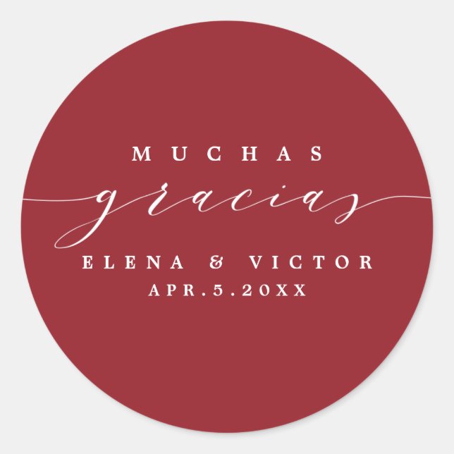REDONDA ELEGANTE SCRIPT MUCHAS GRACIAS | GRACIAS PEGATINA (Anverso)