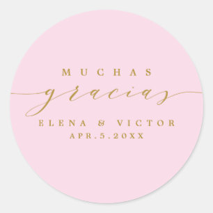 REDONDA ELEGANTE SCRIPT MUCHAS GRACIAS   GRACIAS PEGATINA