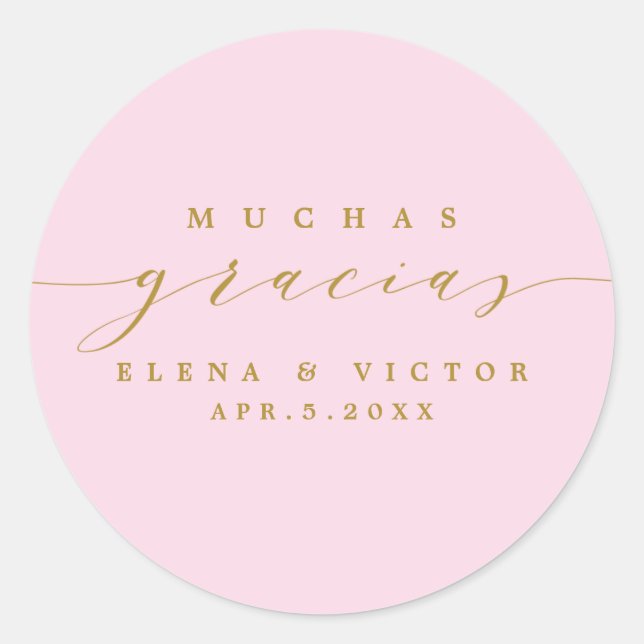 REDONDA ELEGANTE SCRIPT MUCHAS GRACIAS | GRACIAS PEGATINA (Anverso)