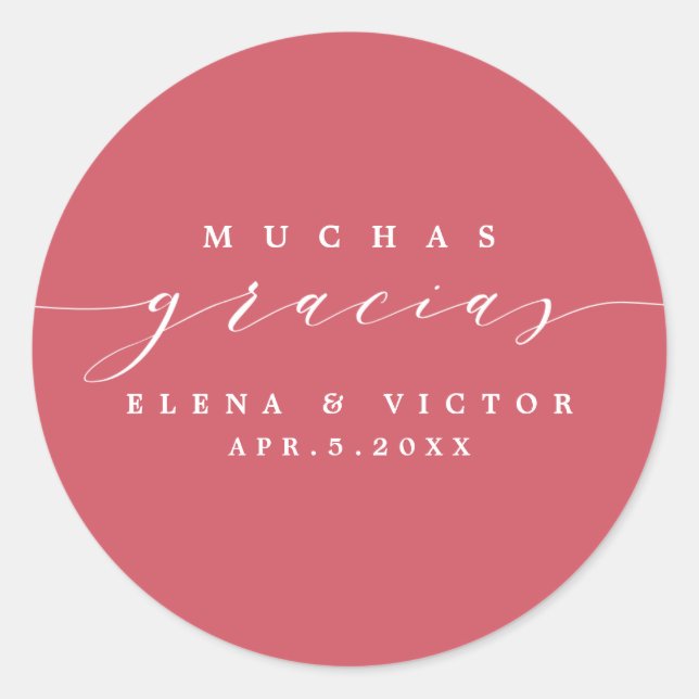 REDONDA ELEGANTE SCRIPT MUCHAS GRACIAS | GRACIAS PEGATINA (Anverso)