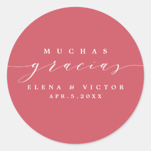 REDONDA ELEGANTE SCRIPT MUCHAS GRACIAS   GRACIAS PEGATINA