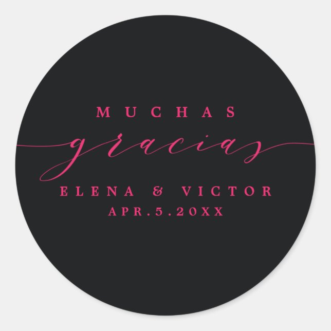 REDONDA ELEGANTE SCRIPT MUCHAS GRACIAS | GRACIAS PEGATINA (Anverso)