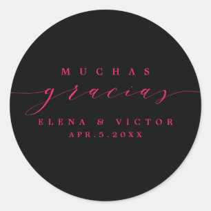 REDONDA ELEGANTE SCRIPT MUCHAS GRACIAS   GRACIAS PEGATINA