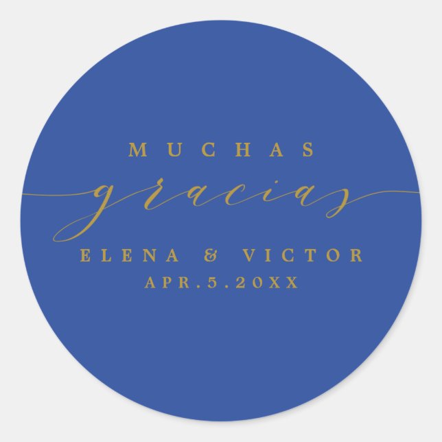REDONDA ELEGANTE SCRIPT MUCHAS GRACIAS | GRACIAS PEGATINA (Anverso)