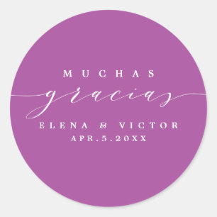 REDONDA ELEGANTE SCRIPT MUCHAS GRACIAS   GRACIAS PEGATINA