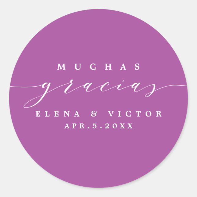 REDONDA ELEGANTE SCRIPT MUCHAS GRACIAS | GRACIAS PEGATINA (Anverso)