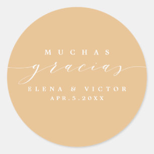 REDONDA ELEGANTE SCRIPT MUCHAS GRACIAS   GRACIAS PEGATINA