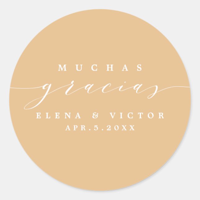 REDONDA ELEGANTE SCRIPT MUCHAS GRACIAS | GRACIAS PEGATINA (Anverso)