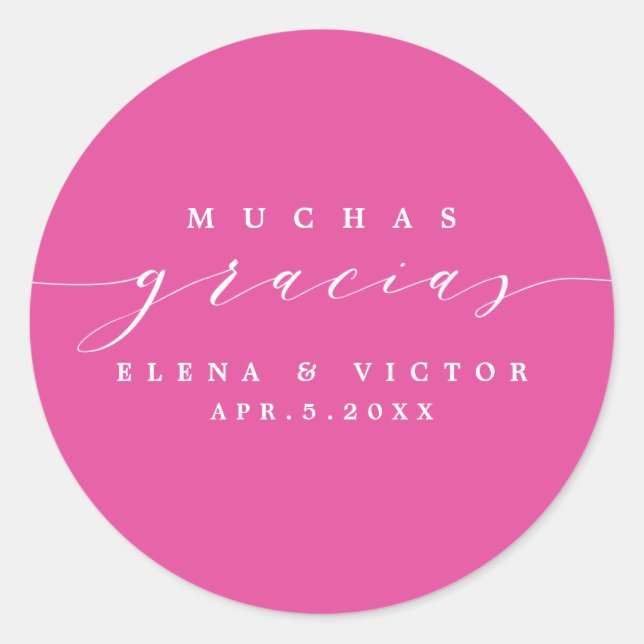 REDONDA ELEGANTE SCRIPT MUCHAS GRACIAS | GRACIAS PEGATINA (Anverso)