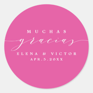 REDONDA ELEGANTE SCRIPT MUCHAS GRACIAS   GRACIAS PEGATINA