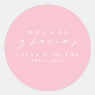 REDONDA ELEGANTE SCRIPT MUCHAS GRACIAS   GRACIAS PEGATINA