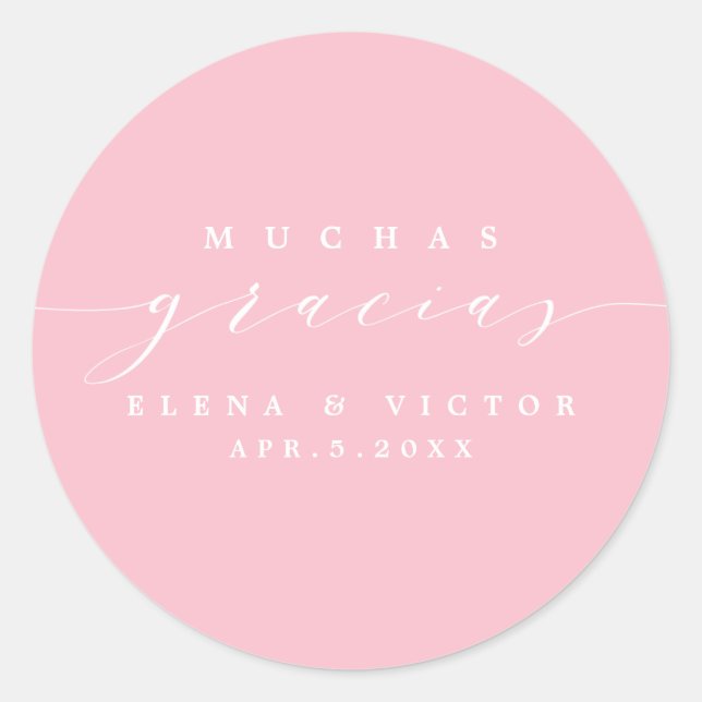 REDONDA ELEGANTE SCRIPT MUCHAS GRACIAS | GRACIAS PEGATINA (Anverso)