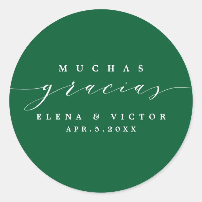 REDONDA ELEGANTE SCRIPT MUCHAS GRACIAS | GRACIAS PEGATINA (Anverso)