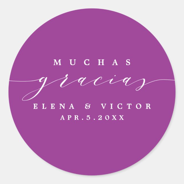 REDONDA ELEGANTE SCRIPT MUCHAS GRACIAS | GRACIAS PEGATINA (Anverso)