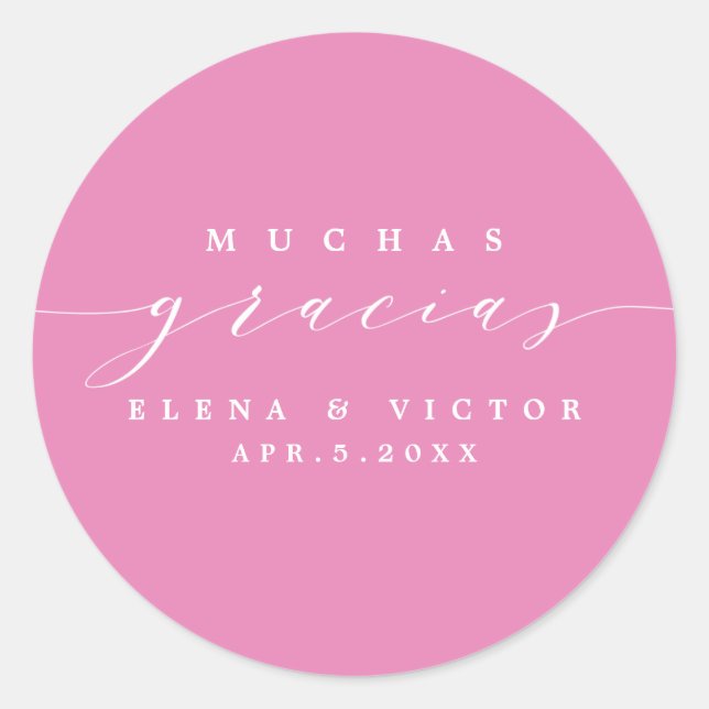 REDONDA ELEGANTE SCRIPT MUCHAS GRACIAS | GRACIAS PEGATINA (Anverso)