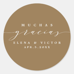 REDONDA ELEGANTE SCRIPT MUCHAS GRACIAS   GRACIAS PEGATINA