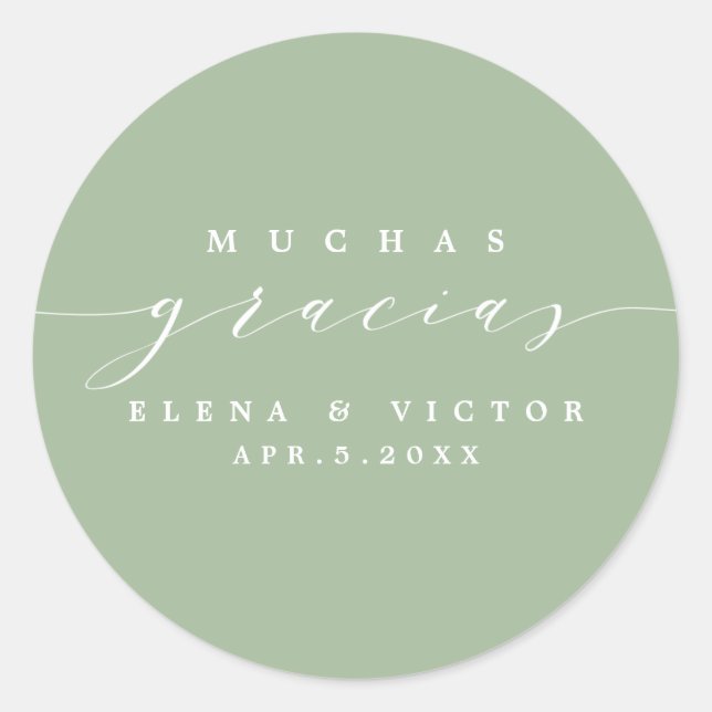 REDONDA ELEGANTE SCRIPT MUCHAS GRACIAS | GRACIAS PEGATINA (Anverso)