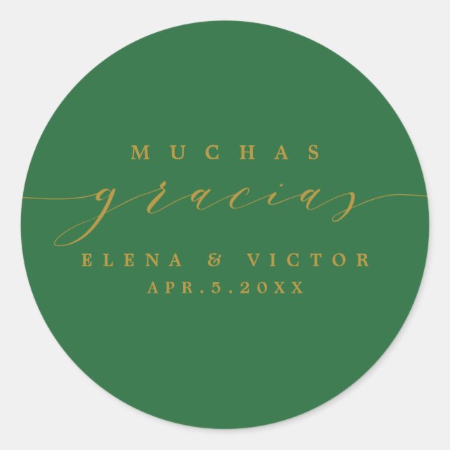 REDONDA ELEGANTE SCRIPT MUCHAS GRACIAS | GRACIAS PEGATINA (Anverso)