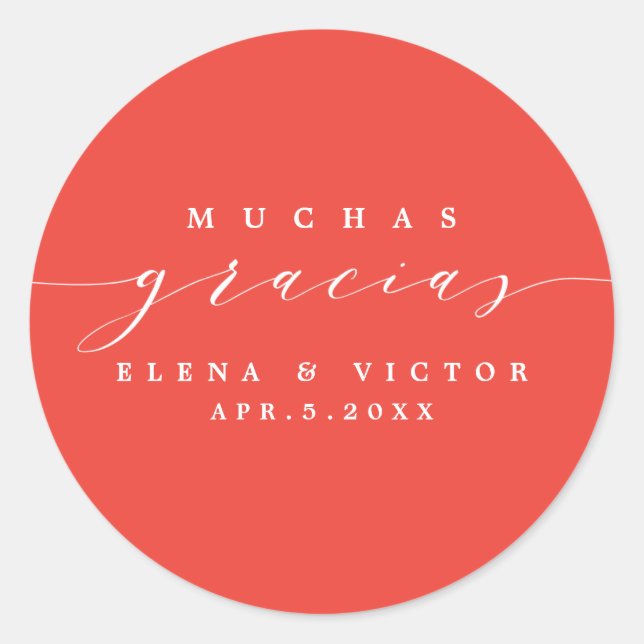 REDONDA ELEGANTE SCRIPT MUCHAS GRACIAS | GRACIAS PEGATINA (Anverso)