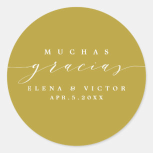 REDONDA ELEGANTE SCRIPT MUCHAS GRACIAS   GRACIAS PEGATINA