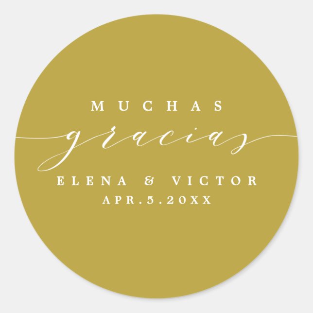 REDONDA ELEGANTE SCRIPT MUCHAS GRACIAS | GRACIAS PEGATINA (Anverso)