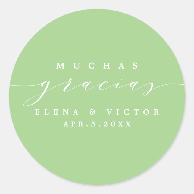 REDONDA ELEGANTE SCRIPT MUCHAS GRACIAS | GRACIAS PEGATINA (Anverso)