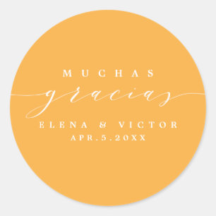 REDONDA ELEGANTE SCRIPT MUCHAS GRACIAS   GRACIAS PEGATINA