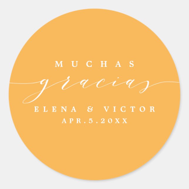 REDONDA ELEGANTE SCRIPT MUCHAS GRACIAS | GRACIAS PEGATINA (Anverso)