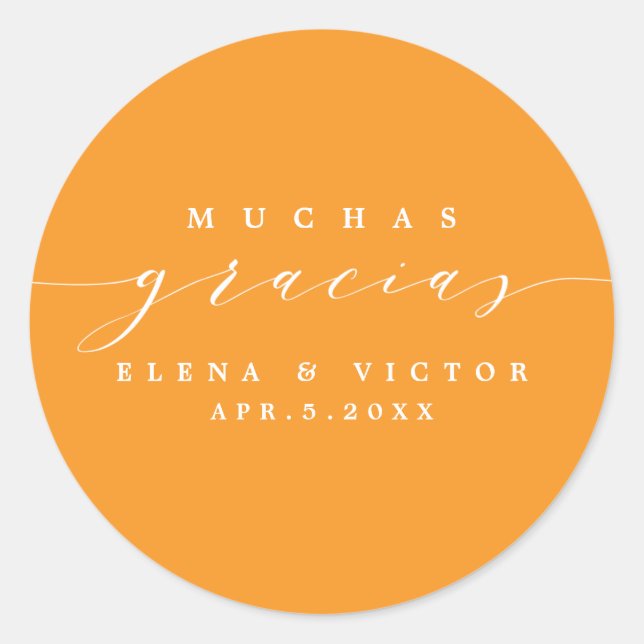 REDONDA ELEGANTE SCRIPT MUCHAS GRACIAS | GRACIAS PEGATINA (Anverso)