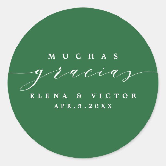 REDONDA ELEGANTE SCRIPT MUCHAS GRACIAS | GRACIAS PEGATINA (Anverso)
