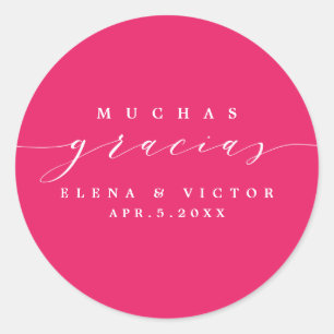 REDONDA ELEGANTE SCRIPT MUCHAS GRACIAS   GRACIAS PEGATINA