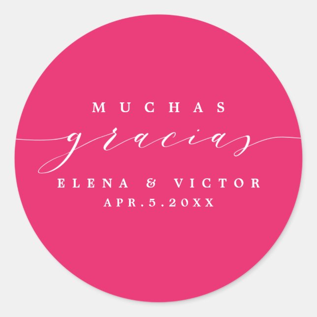 REDONDA ELEGANTE SCRIPT MUCHAS GRACIAS | GRACIAS PEGATINA (Anverso)