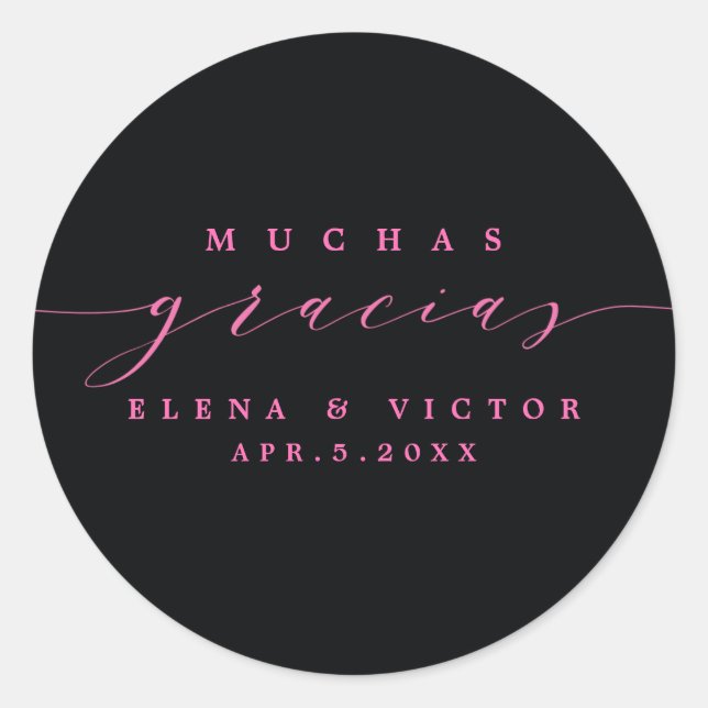 REDONDA ELEGANTE SCRIPT MUCHAS GRACIAS | GRACIAS PEGATINA (Anverso)
