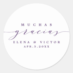 REDONDA ELEGANTE SCRIPT MUCHAS GRACIAS GRACIAS PEGATINA