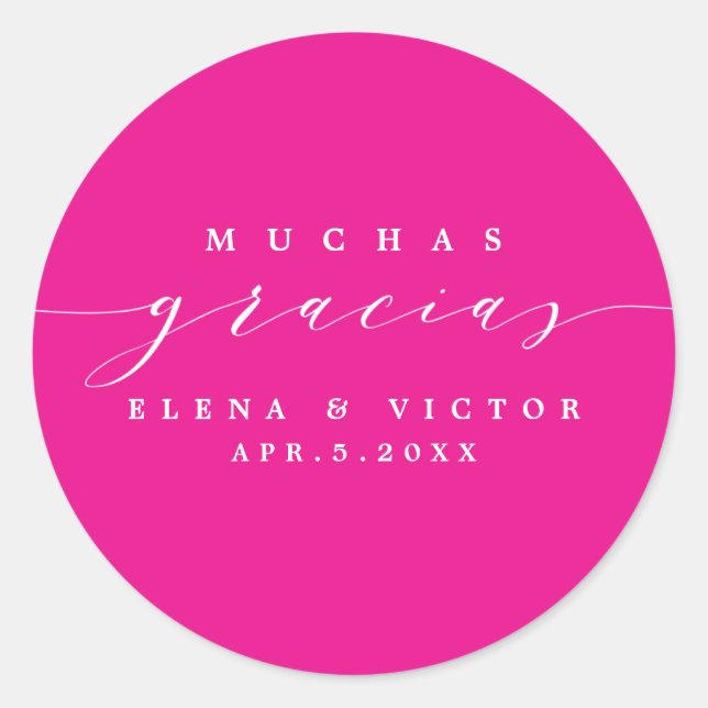 REDONDA ELEGANTE SCRIPT MUCHAS GRACIAS | GRACIAS PEGATINA (Anverso)
