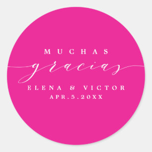 REDONDA ELEGANTE SCRIPT MUCHAS GRACIAS   GRACIAS PEGATINA
