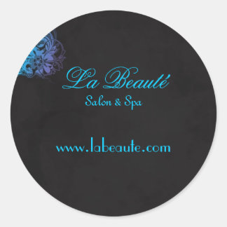Redonda Elegante Spa Salon Floral Azul Turquesa Pegatina