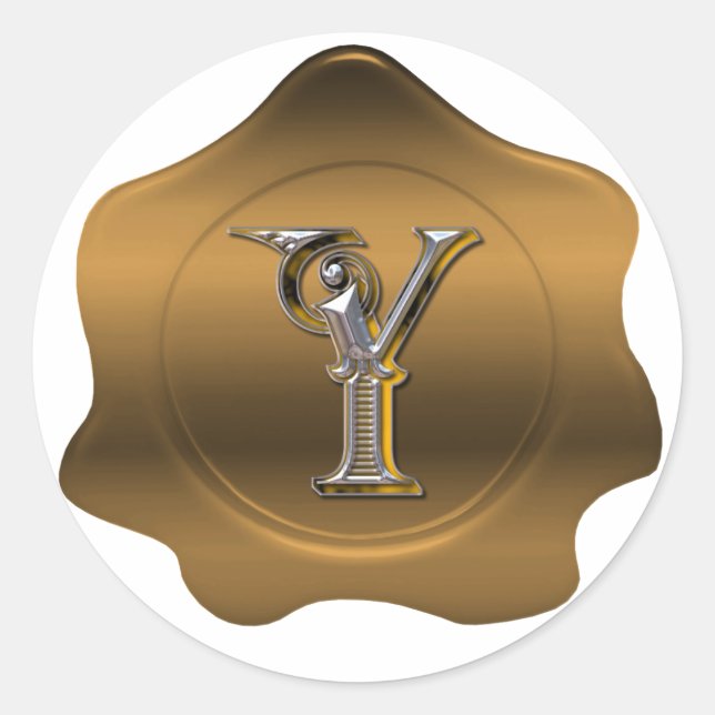 Redonda Elegante Y Monograma Pegatina de la apariencia del (Anverso)