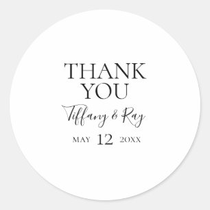 Redonda Elegante y simple gracias Pegatina de boda