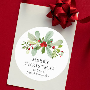 Redonda Elegantes Navidades clásicos tipografía Pegatina r